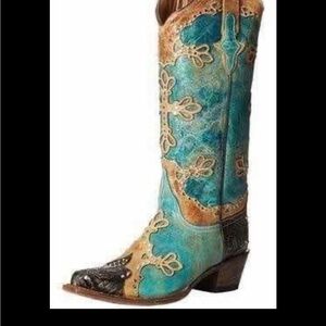 NWT - Women's Ferrini Turquoise Cowboy Boots